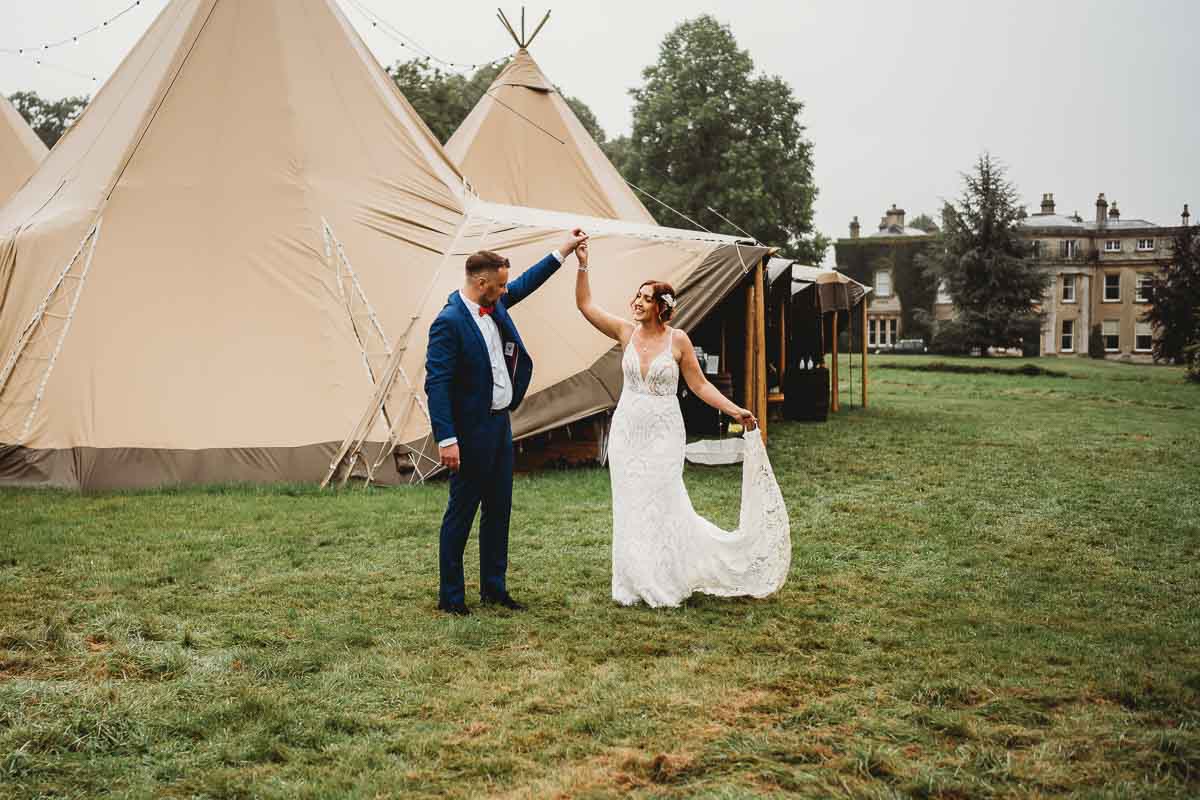 newly married couple dancing for a newbury wedding photographer