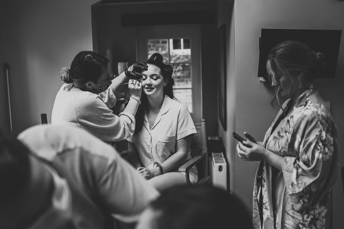 Bride getting ready photographed by a Berkshire wedding photographer 