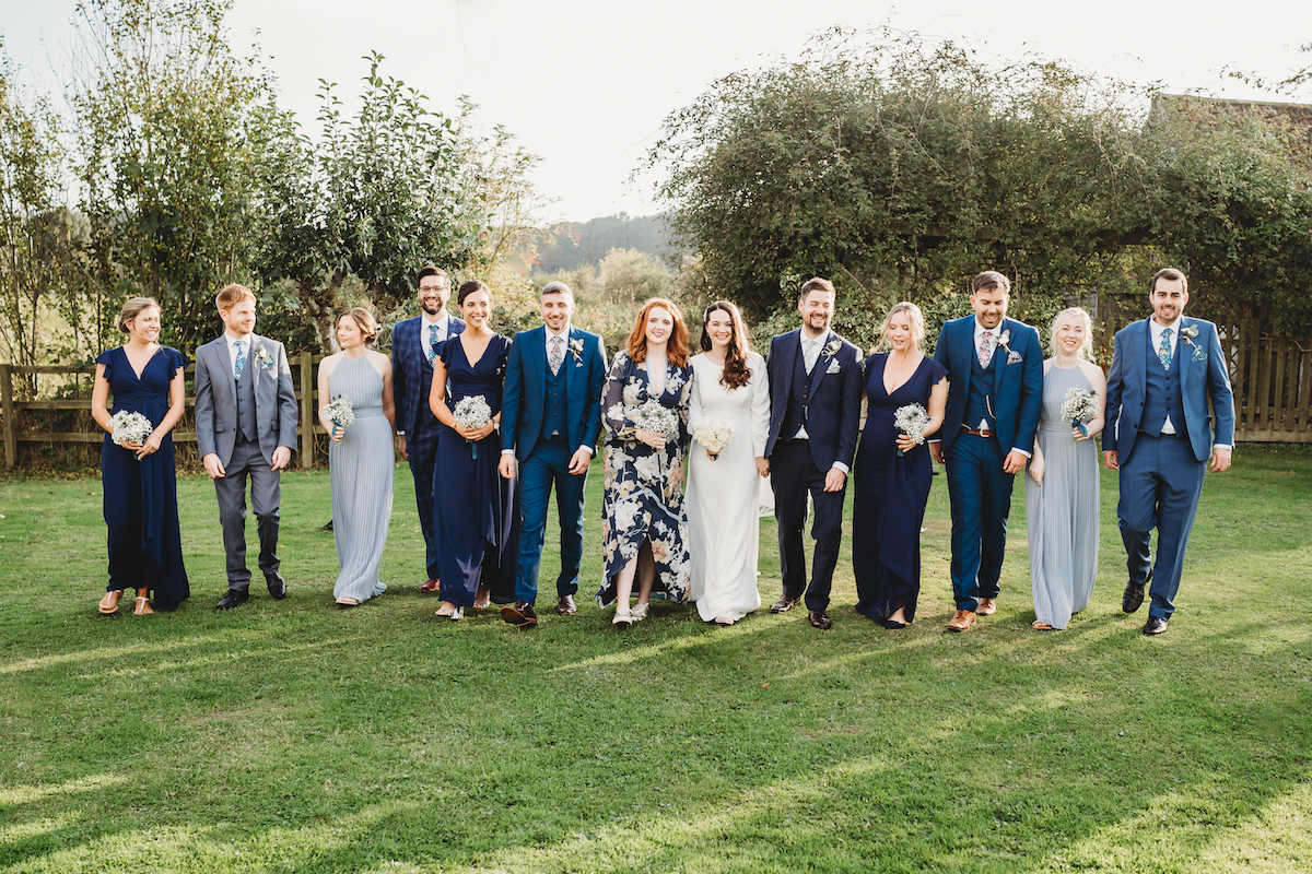 full wedding party photo taken by a berkshire wedding photographer