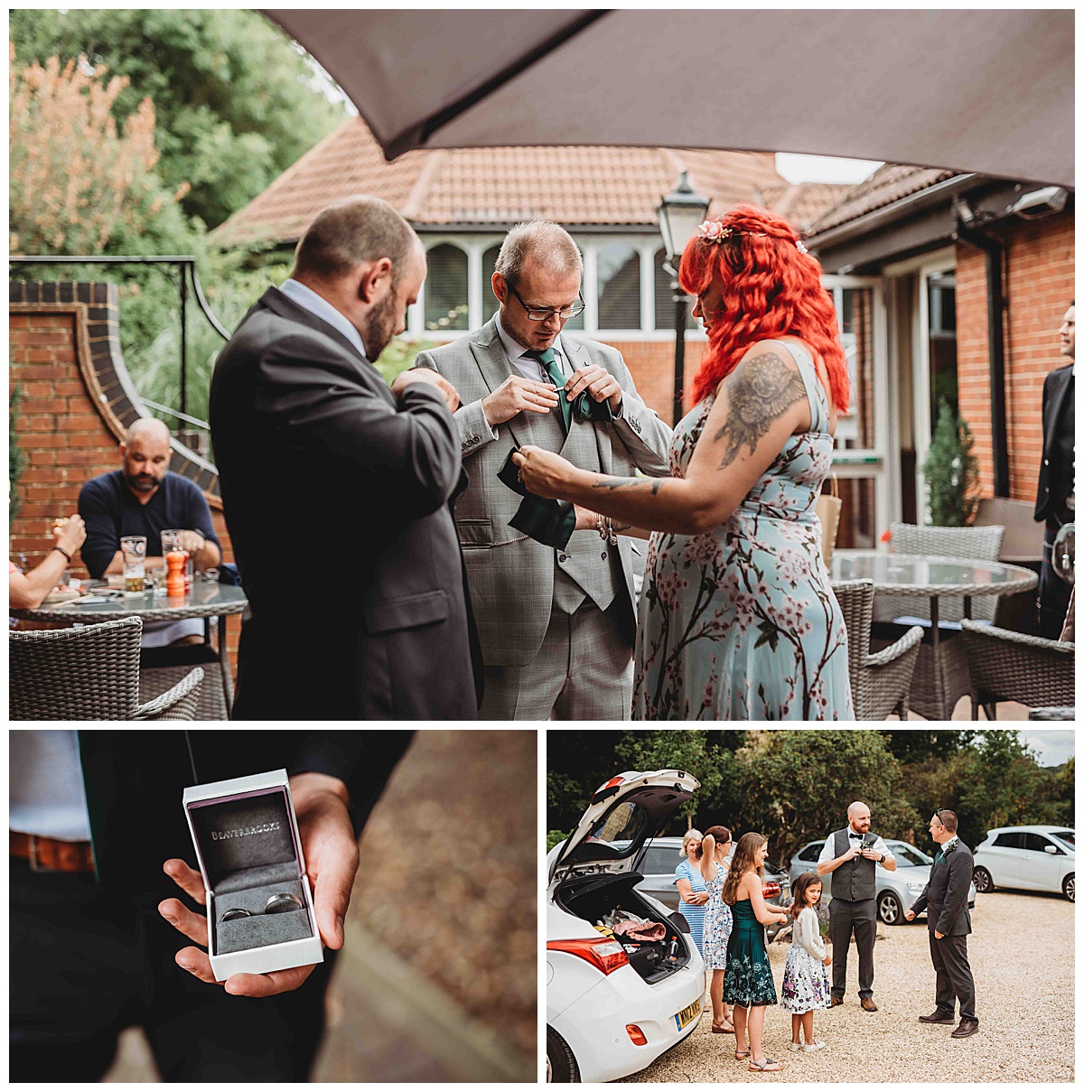 guests getting ready for a Berkshire Barn wedding