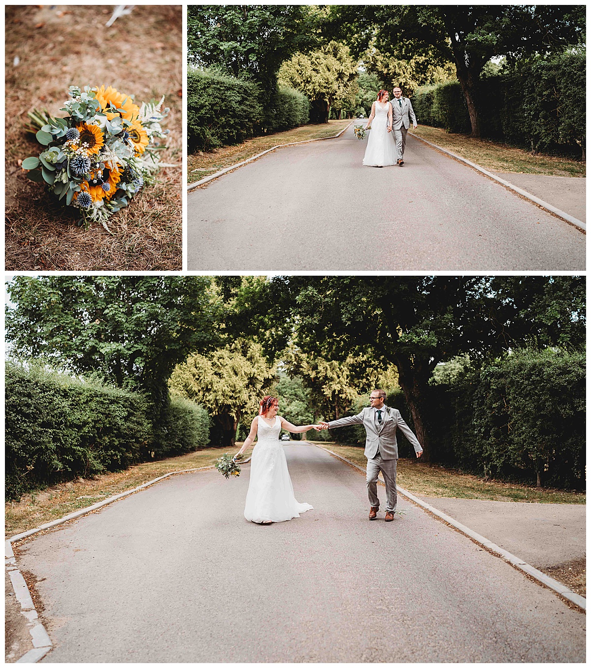 newly wed couple photos taken after their service by a Berkshire wedding photographer