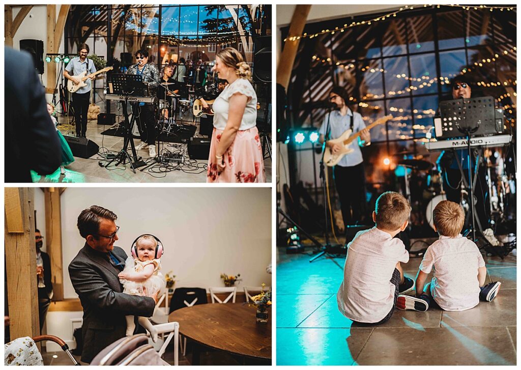 wedding guests enjoying the live band taken by a post barn wedding photographer 