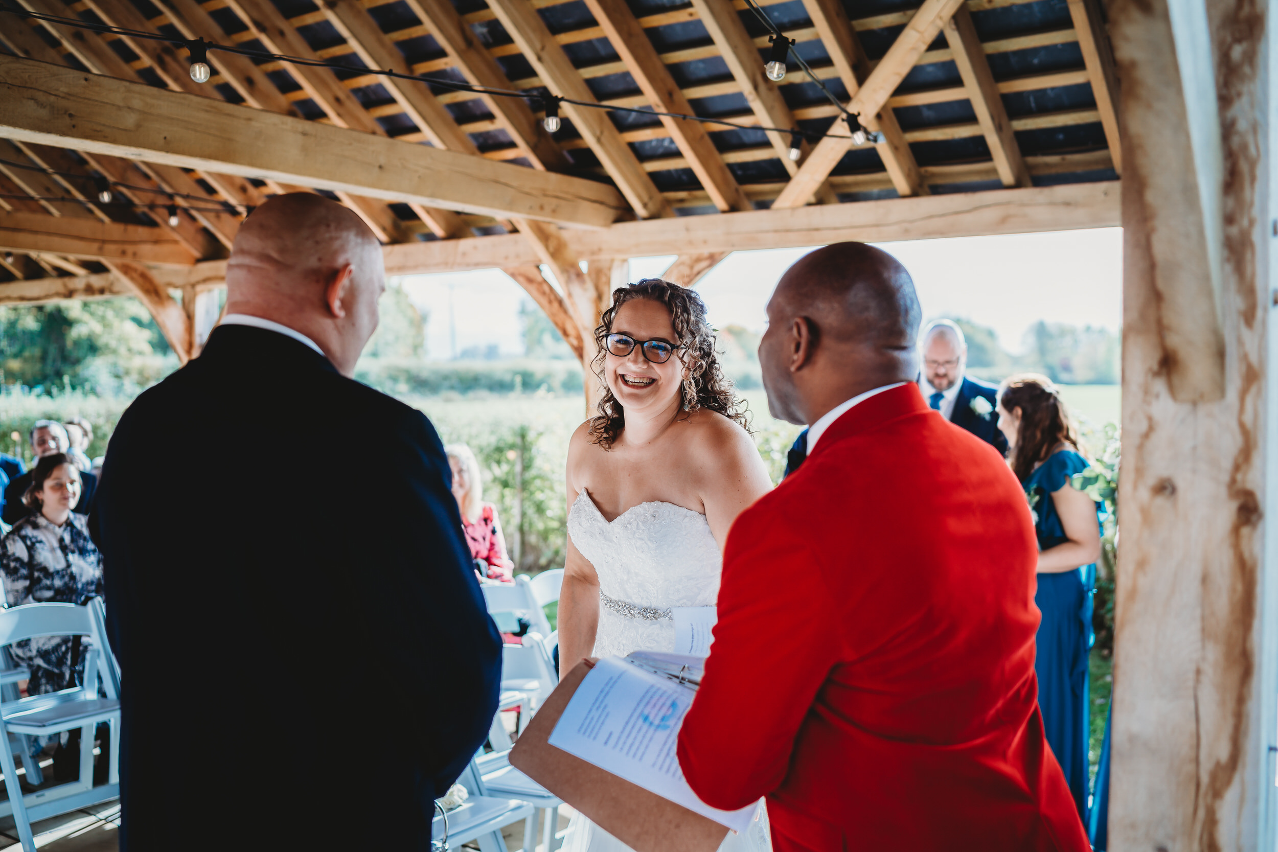a bride and groom being married by a celebrant for a hampshire wedding 