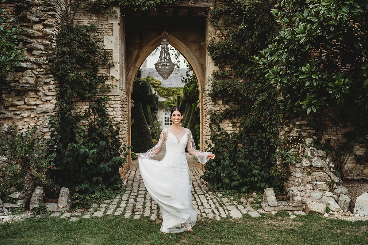 bridal portraits at Euridge Manor as taken by a luxury cotswolds wedding photographer