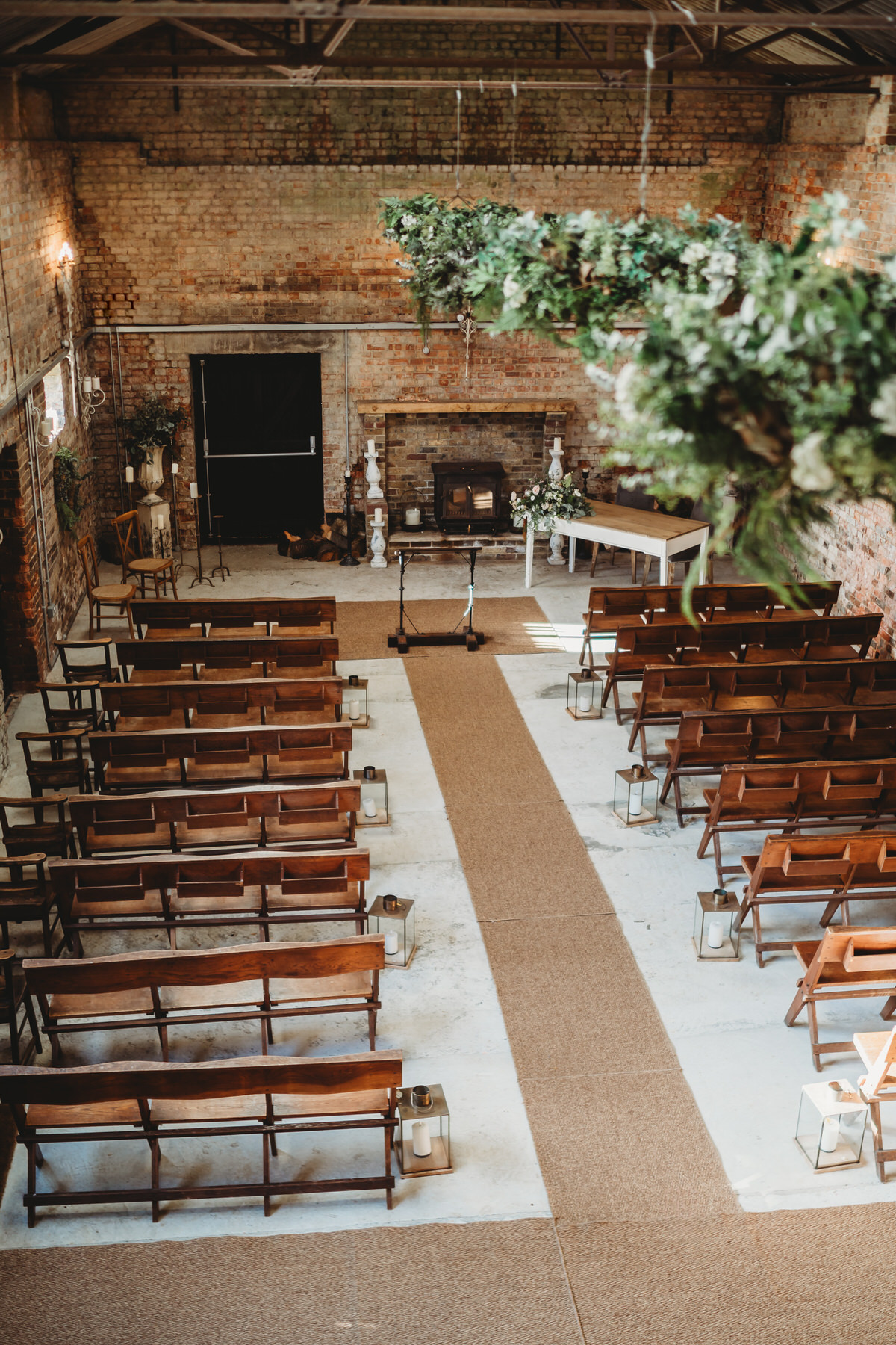 aerial shot of the ceremony room at Botley Hill Barn a surrey wedding venue 