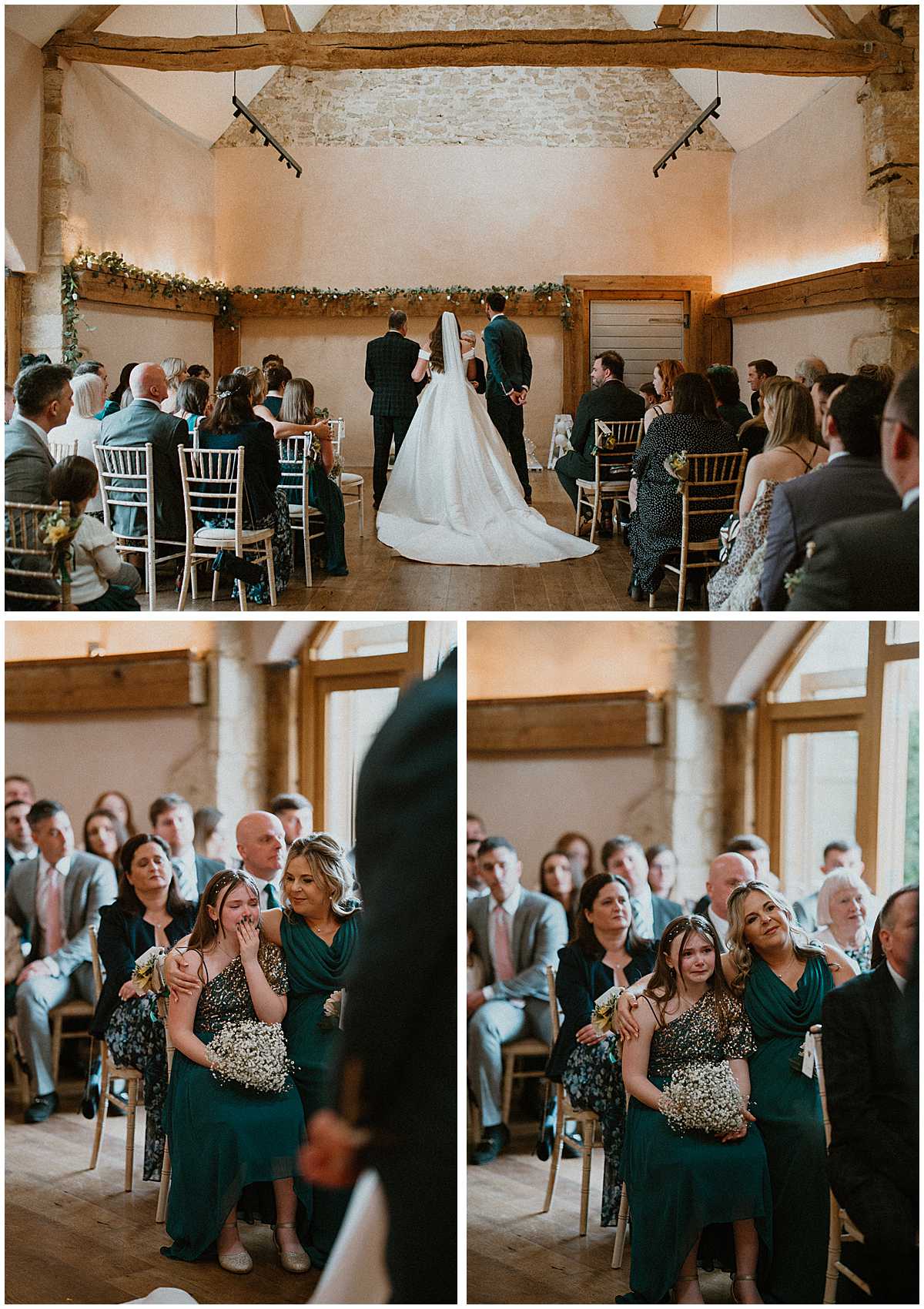 images of the wedding party watching as a bride and groom get married