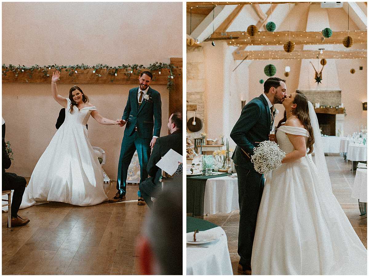 a bride and groom as they walk back down the aisle after getting married images taken by a cotswolds wedding photographer