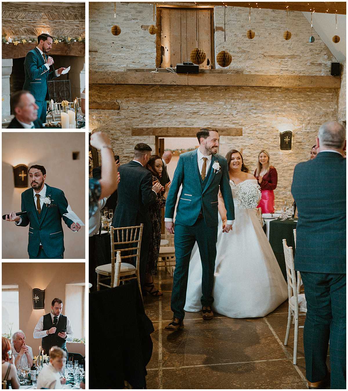 a bride and groom enjoying their wedding celebrations at Oxleaze barn