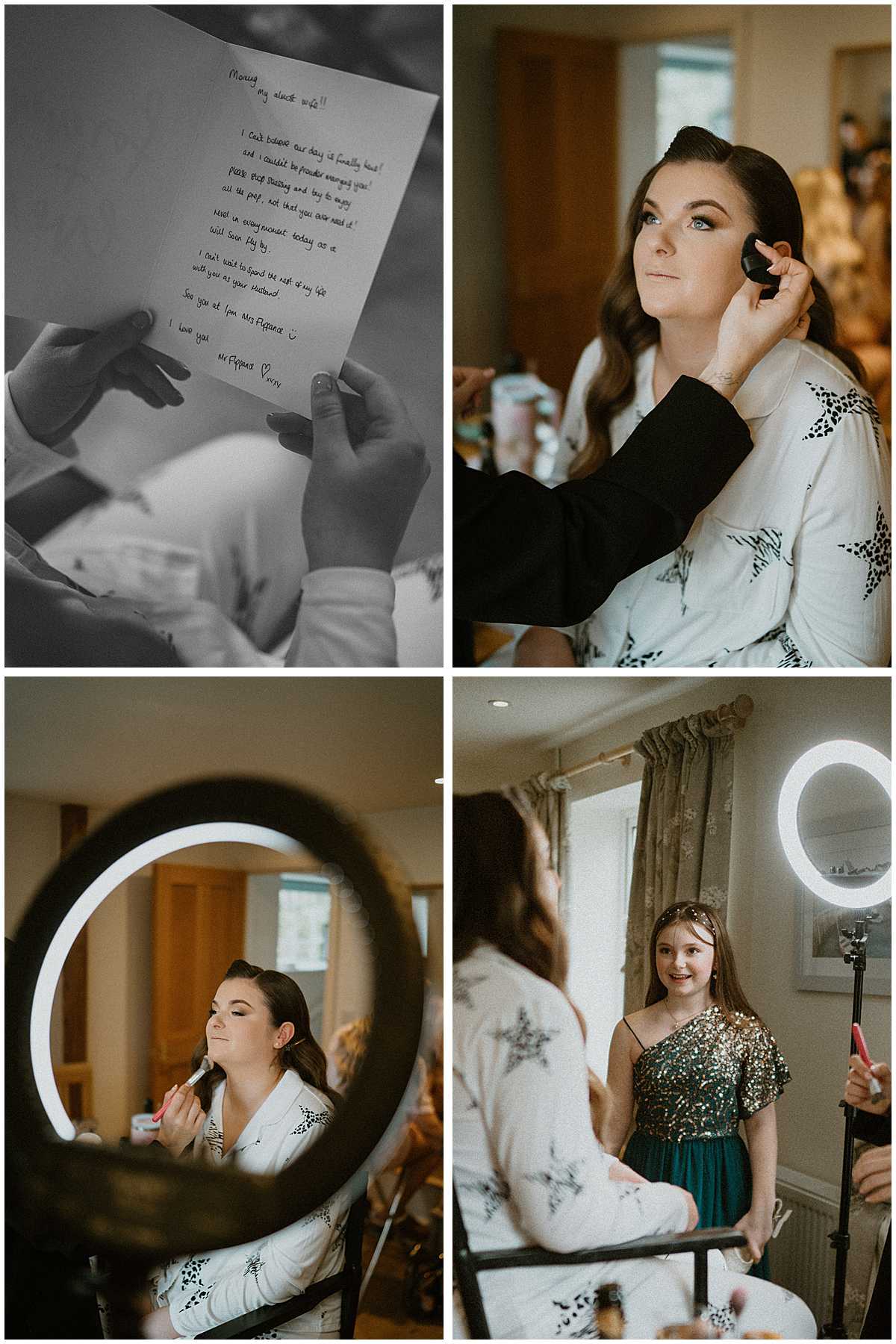 a group of bridal prep images as taken by a cotswold wedding photographer