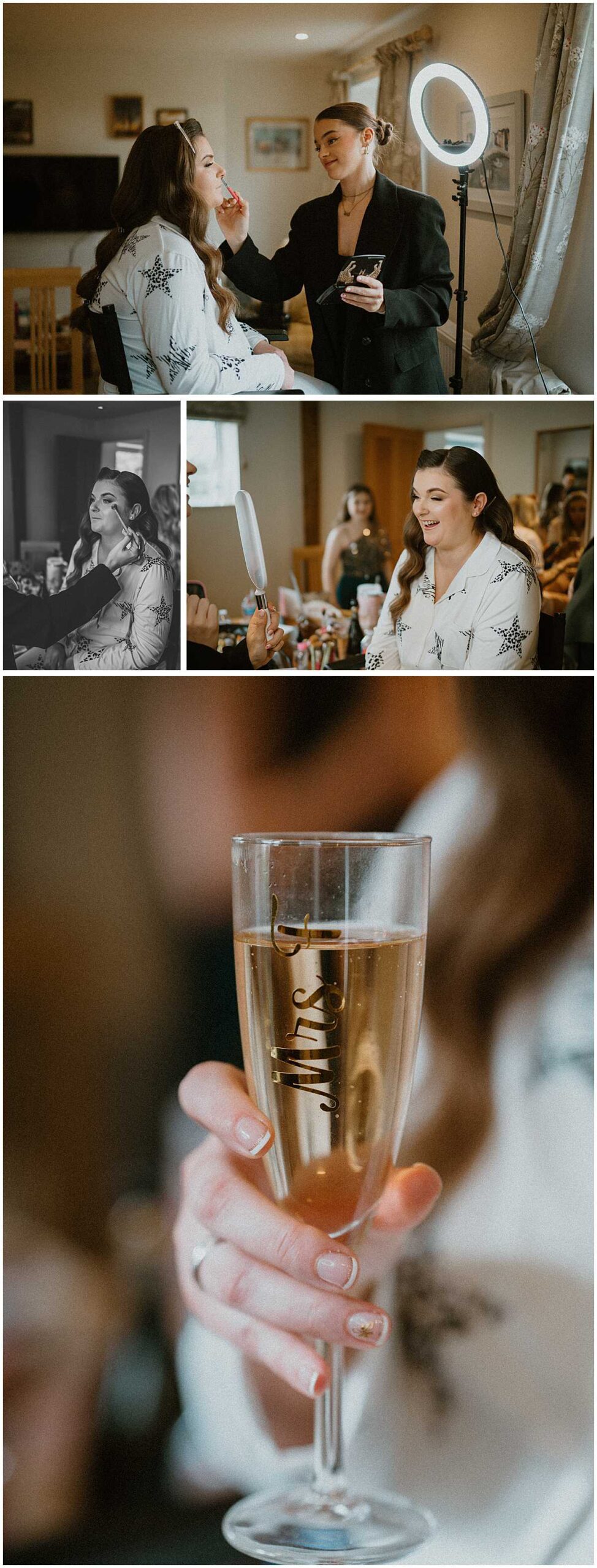 details images of a winter wedding bridal prep for Oxleaze Barn a Cotswold Wedding Photographer