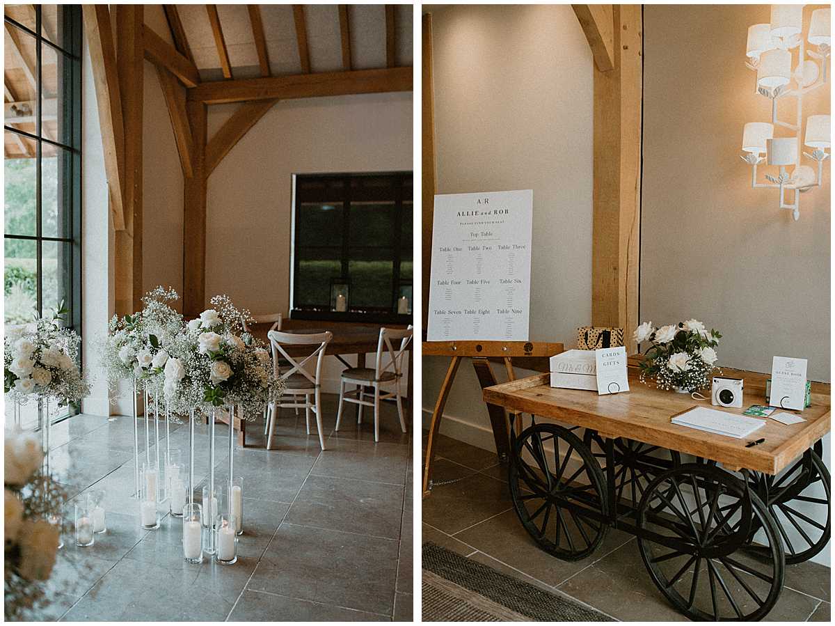 Detail photos of the post barns decorative wedding set ups