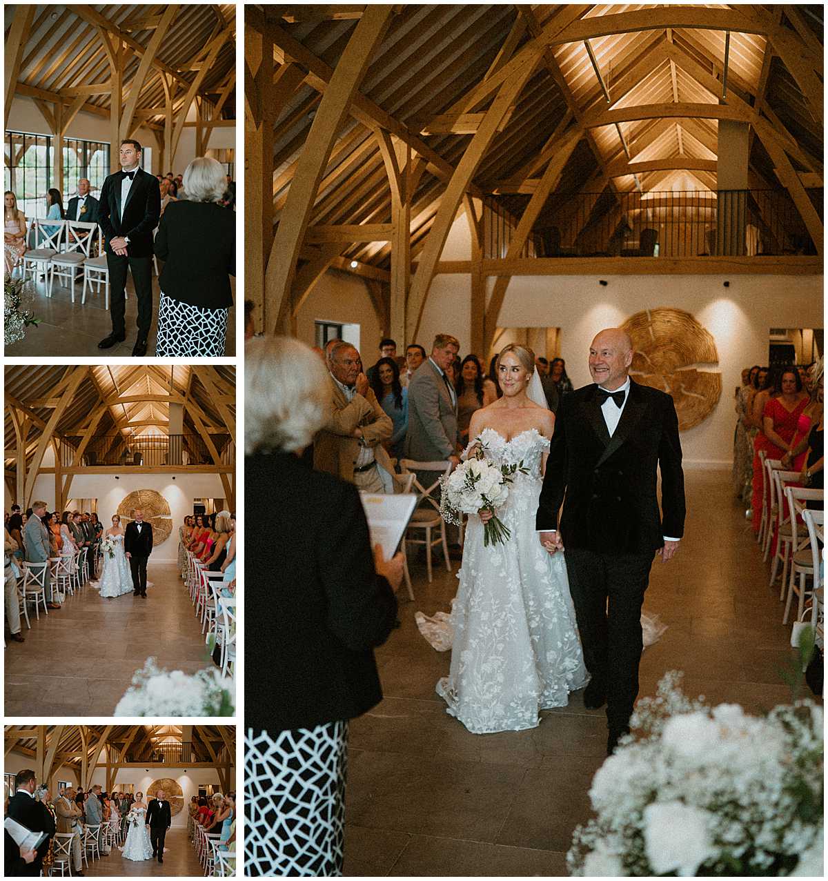 Bride walking down the aisle with her father at a wedding in Berkshire