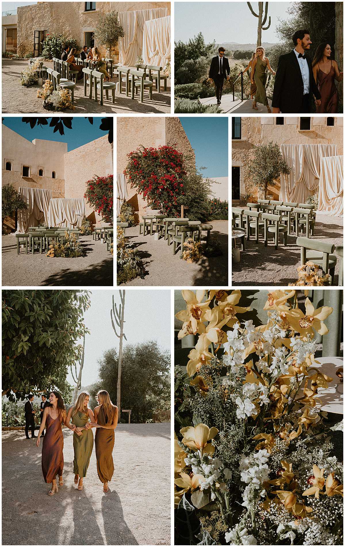 Luxury wedding celebration in Spain with décor, ceremony, and reception highlights