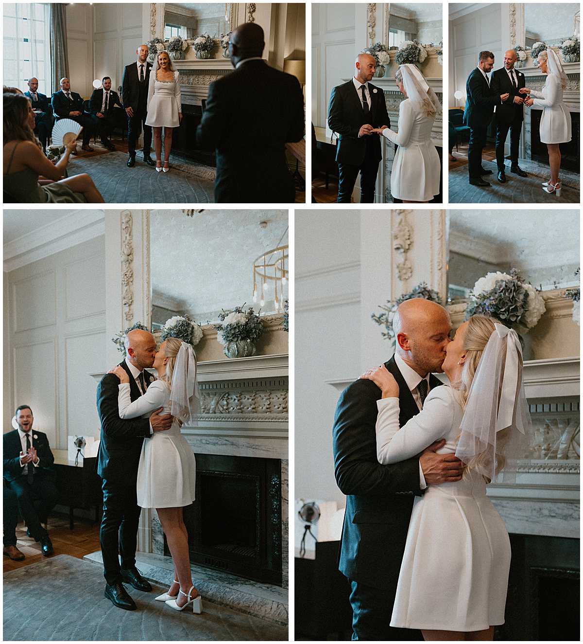 Editorial-inspired London wedding photo capturing a relaxed, romantic moment at Old Marylebone Town Hall