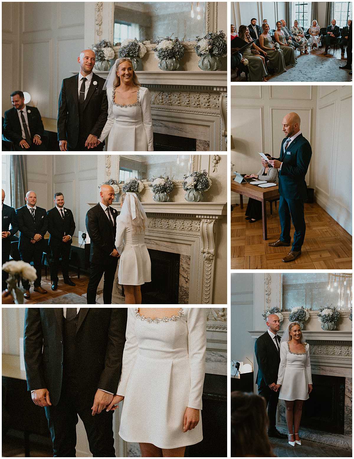 Documentary-style portrait of a couple during their intimate wedding at Old Marylebone Town Hall in London