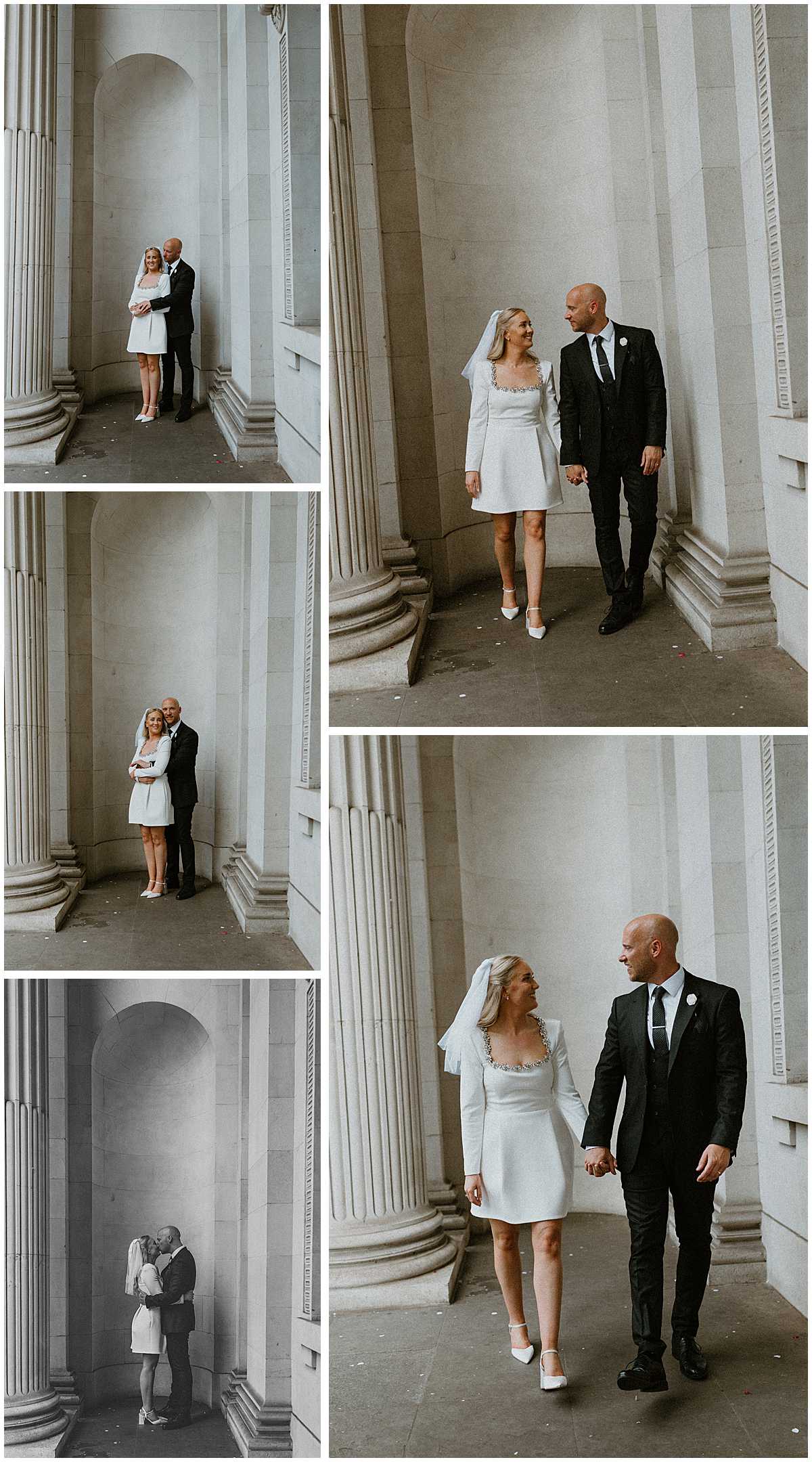 Couple portraits around Old Marylebone Town Hall in London
