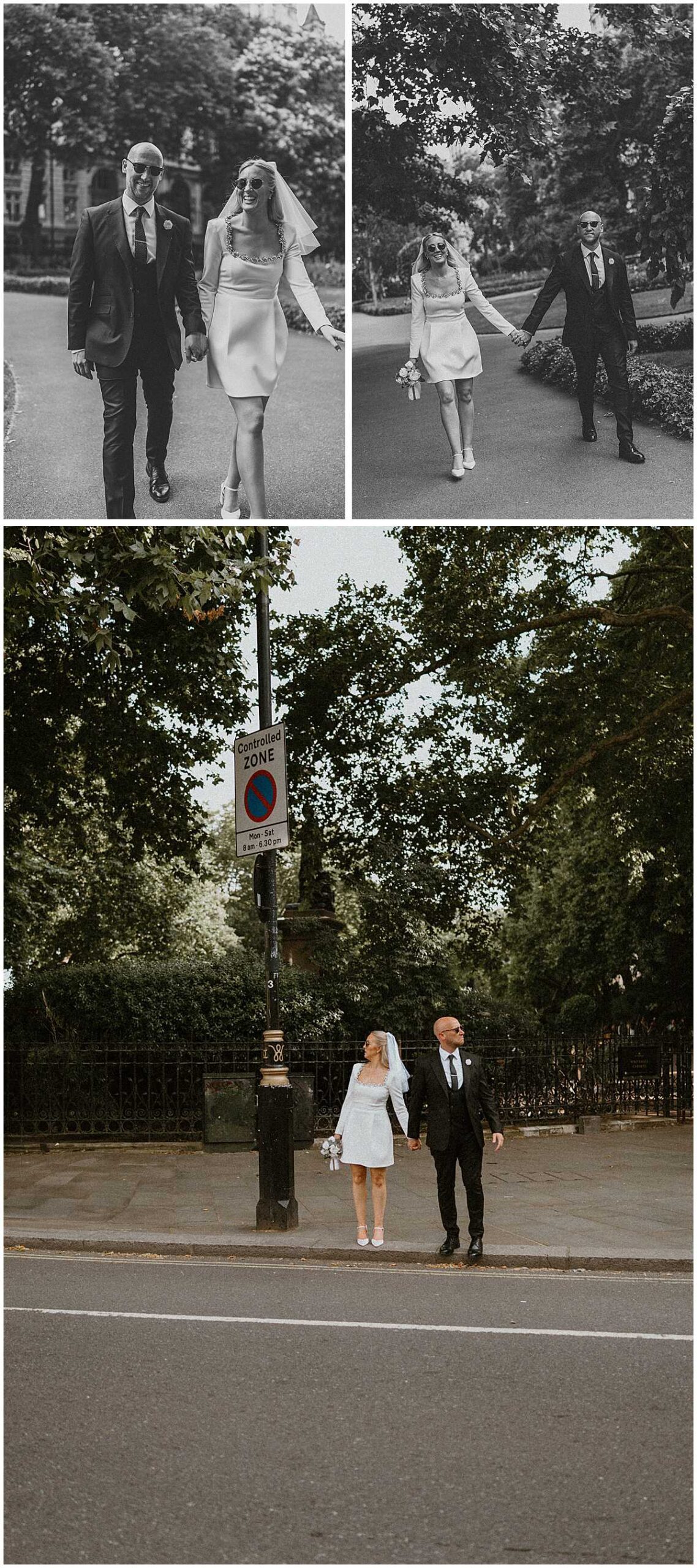 Candid, editorial-style couple portraits along the Embankment in London