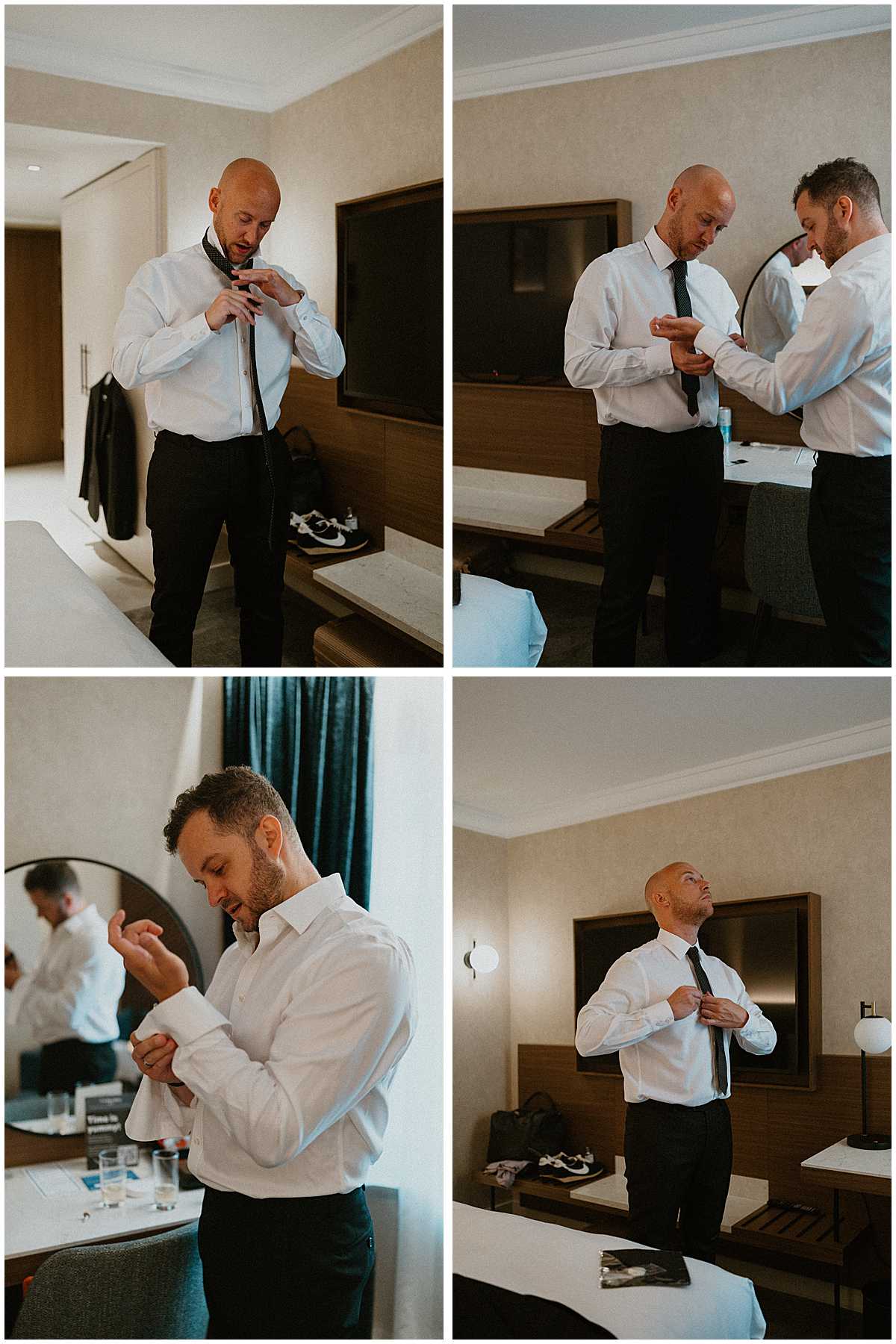 Groom prep at the Hilton Metropole in London