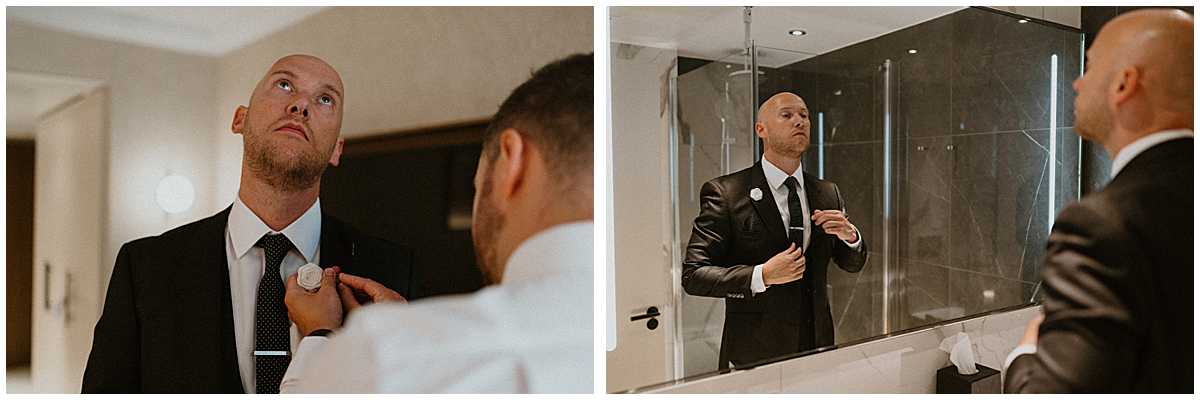 Groom prep at the Hilton Metropole in London